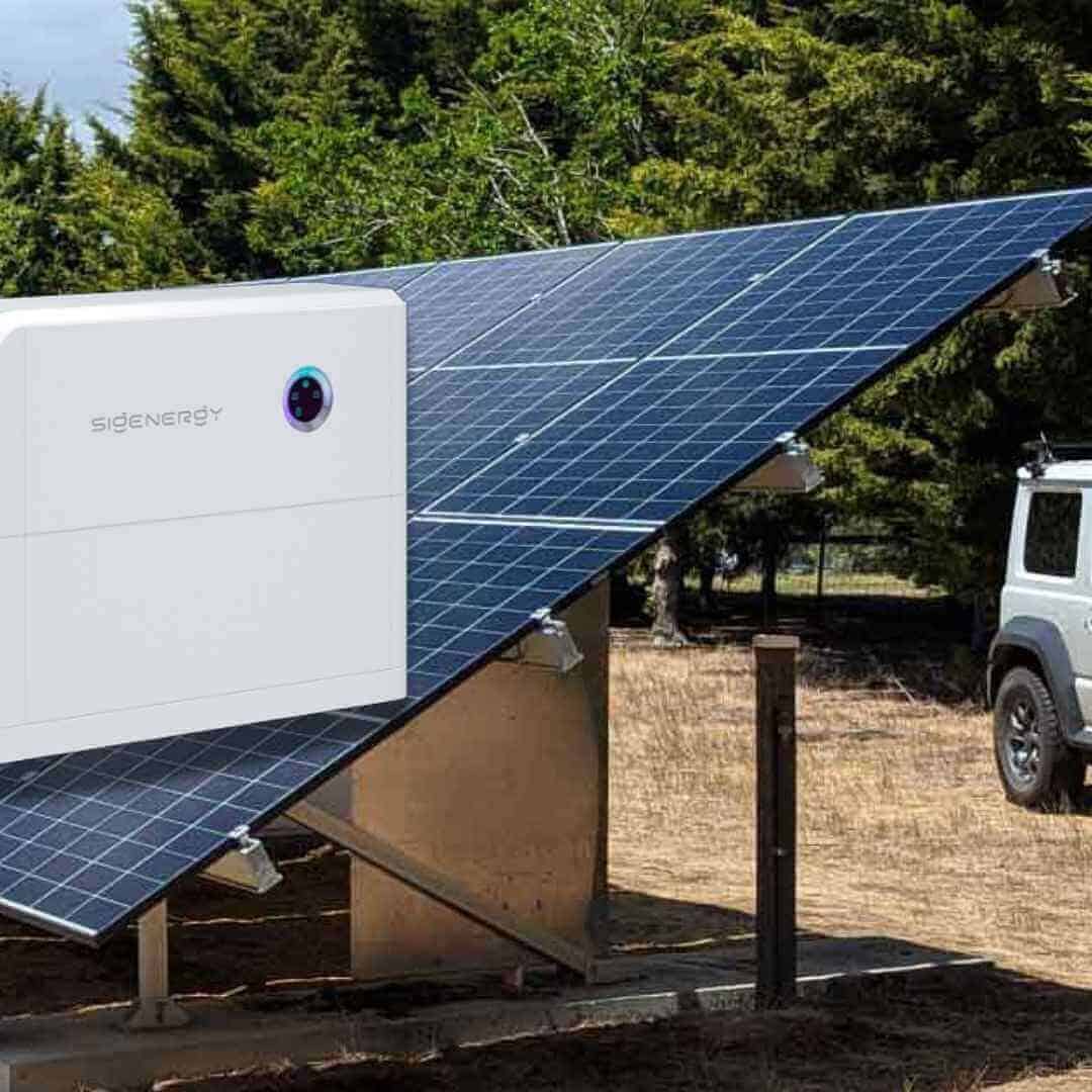 3kW / 5kWh off-grid solar kit with ground-mount frame. Sigenergy pre-wired inverter-battery unit, 6 × Jinko 510W panels,
