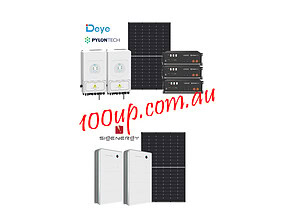 Two complete 10kW off-grid solar system configurations showing Deye inverters, Pylontech batteries and solar panels
