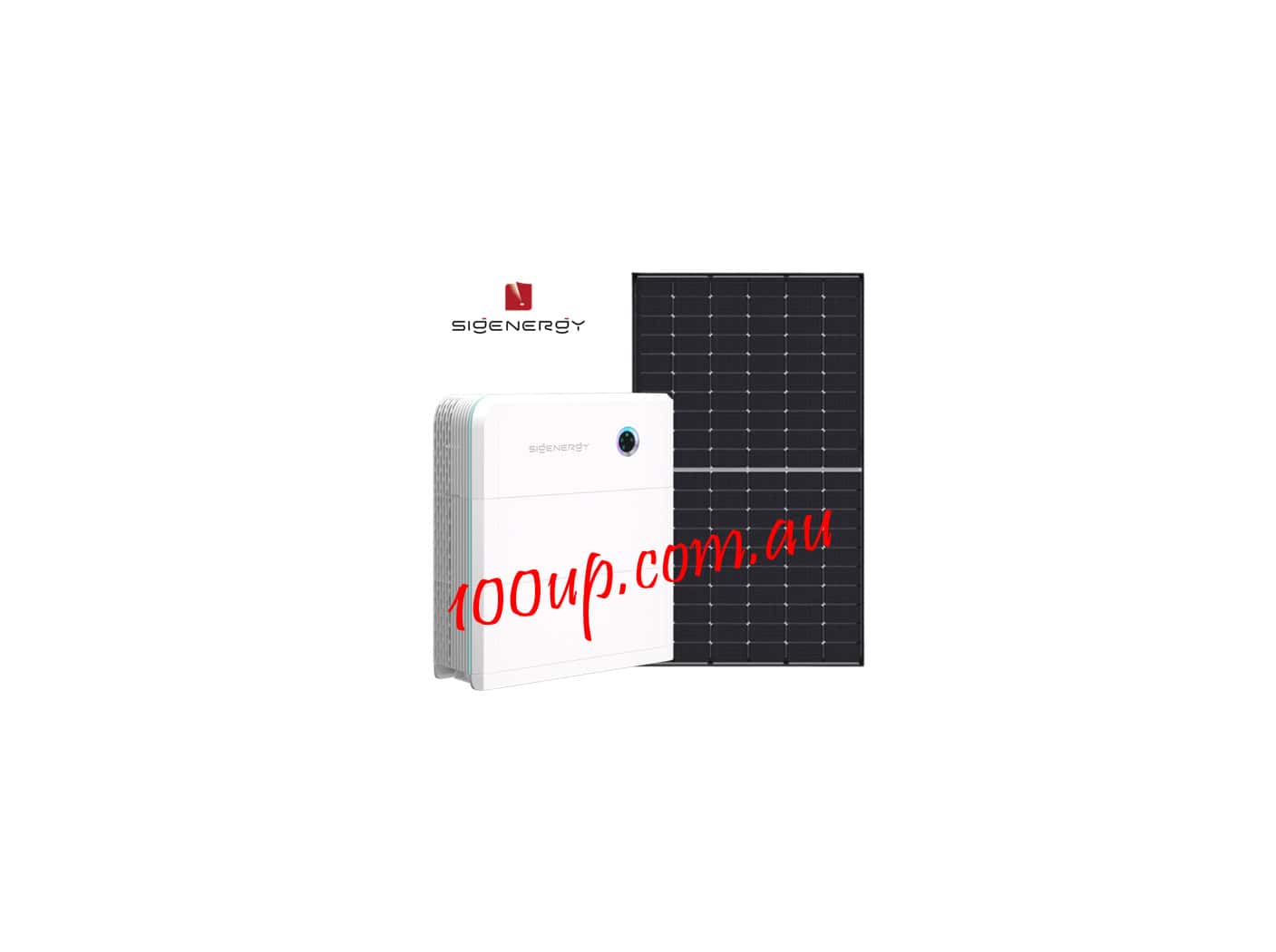Sigenergy off-grid solar system showing white battery inverter unit alongside black solar panel for 12kW installation