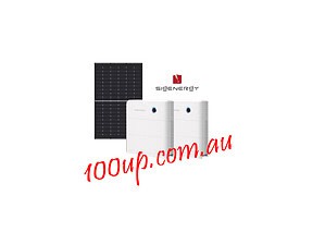 Solar panel and two white battery units forming a 24kW off-grid solar system with storage capacity