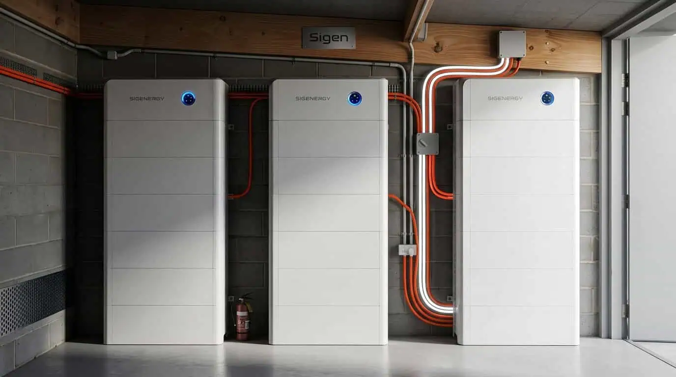 Battery hybrid solar system diagram showing inverter and storage components for off-grid energy setup